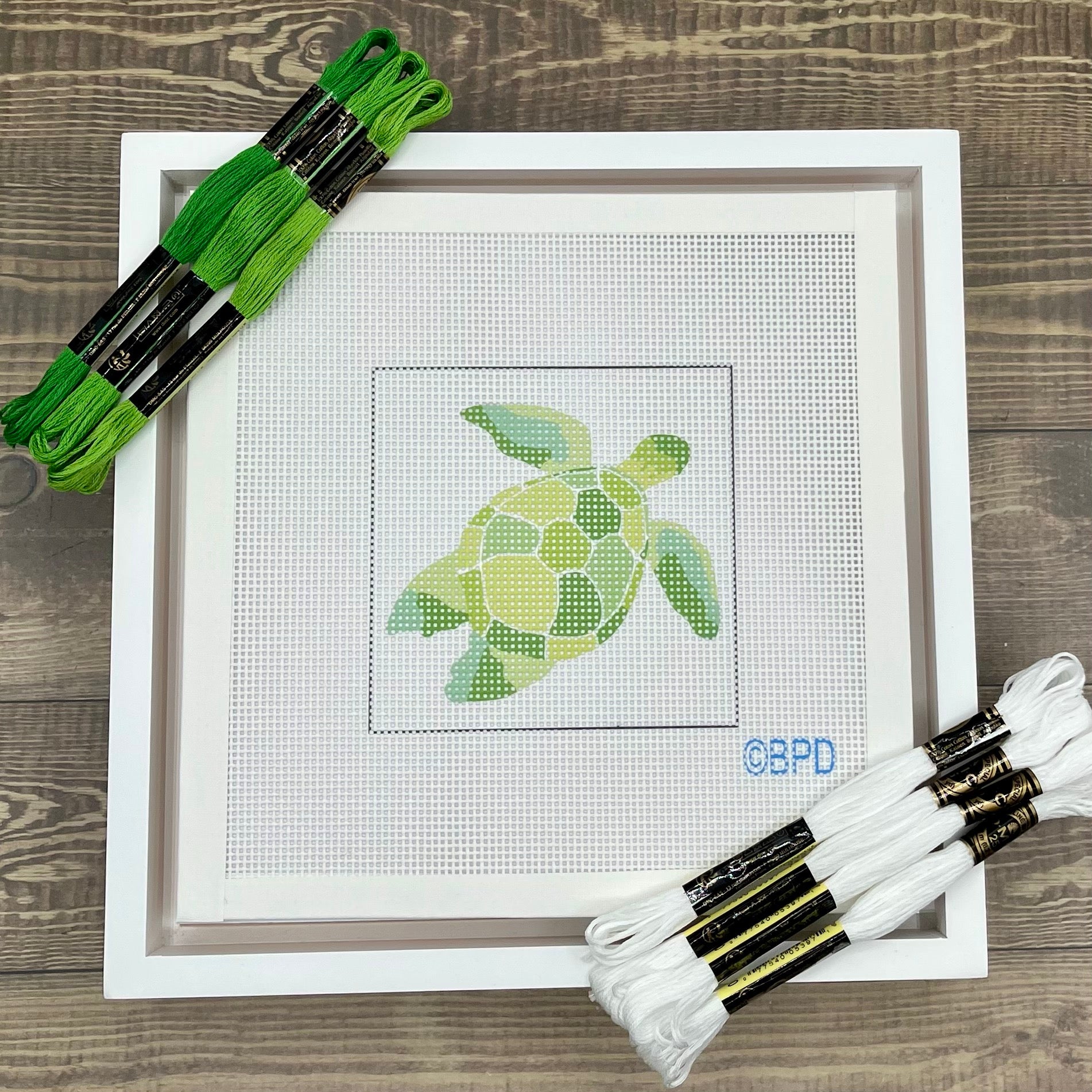 Green Turtle Needlepoint Kit Needlepoint Kit Blue Poppy Designs