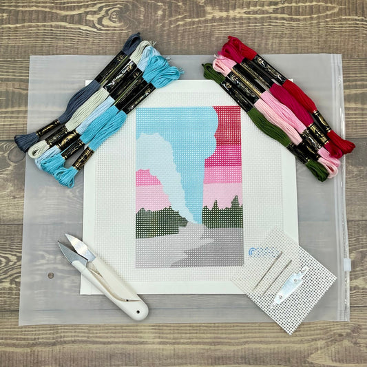 'Ol Faithful Yellowstone National Park Needlepoint Design Needlepoint Kit Blue Poppy Designs Full Kit