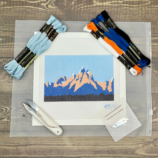 Grand Tetons National Park Needlepoint Design Needlepoint Kit Blue Poppy Designs Full Kit