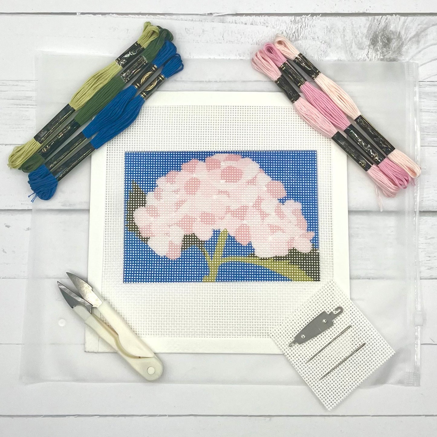 Pink Hydrangea 6x4 Needlepoint Kit