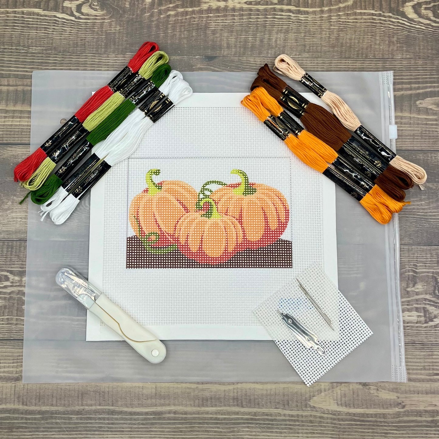 Three Pumpkins Needlepoint Kit