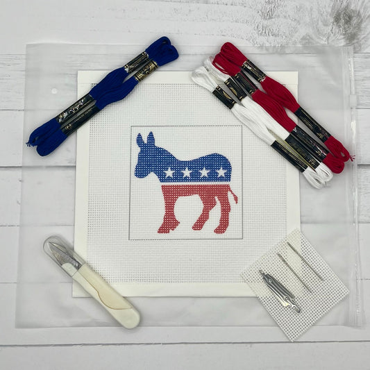 Democratic Logo Needlepoint Design Needlepoint Kit Blue Poppy Designs