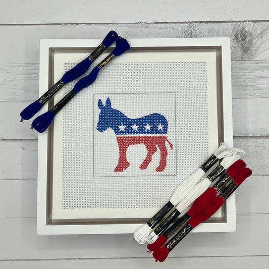 Democratic Logo Needlepoint Design Needlepoint Kit Blue Poppy Designs Full Kit