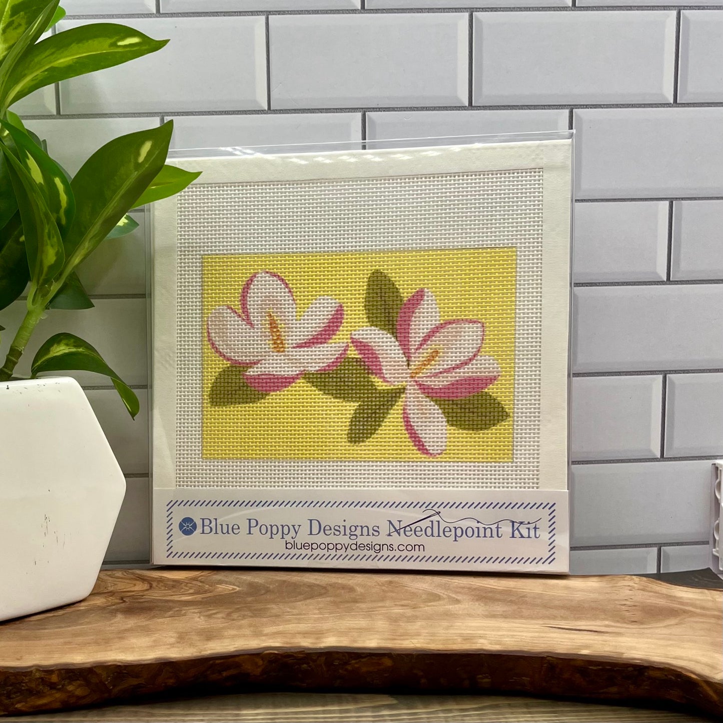 Magnolias on Yellow Needlepoint Kit