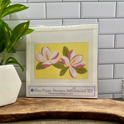 Magnolias on Yellow Needlepoint Kit