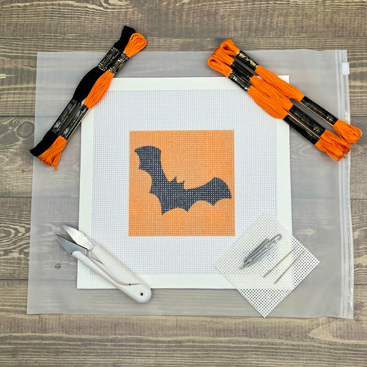 Halloween Bat Needlepoint Design Needlepoint Kit Blue Poppy Designs
