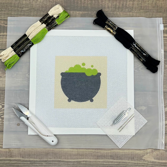 Halloween Cauldron Needlepoint Design Needlepoint Kit Blue Poppy Designs