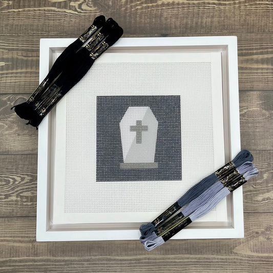 Halloween Cemetery Stone Needlepoint Design Needlepoint Kit Blue Poppy Designs