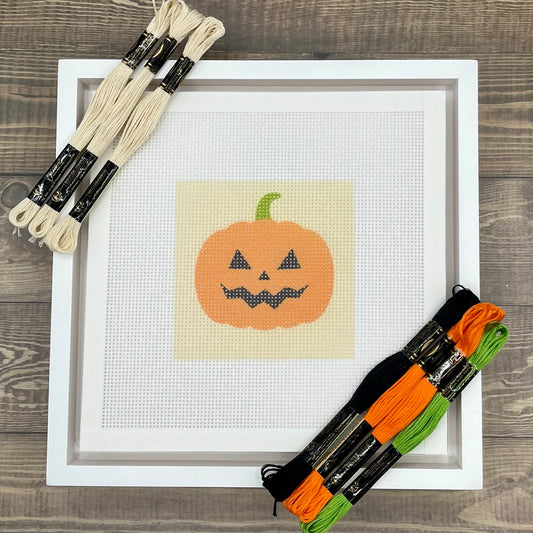 Halloween Jack-O-Lantern Needlepoint Design Needlepoint Kit Blue Poppy Designs