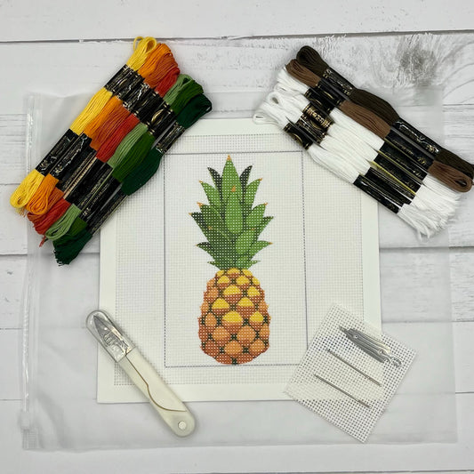 Pineapple 6x4 Needlepoint Design Needlepoint Kit Blue Poppy Designs
