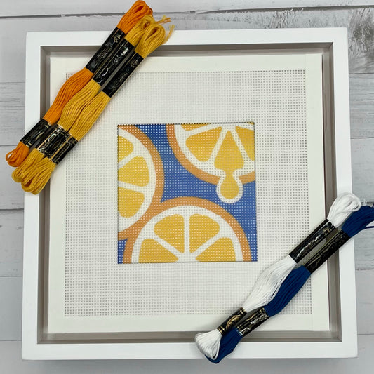Orange Slices Needlepoint Design (Part 2 of 4 of the Citrus Coaster set) Needlepoint Kit Blue Poppy Designs