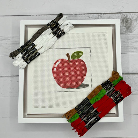 Red Apple Needlepoint Design Needlepoint Kit Blue Poppy Designs