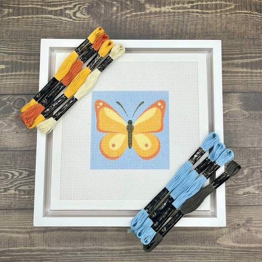 Orange Butterfly Needlepoint Design Needlepoint Kit Blue Poppy Designs