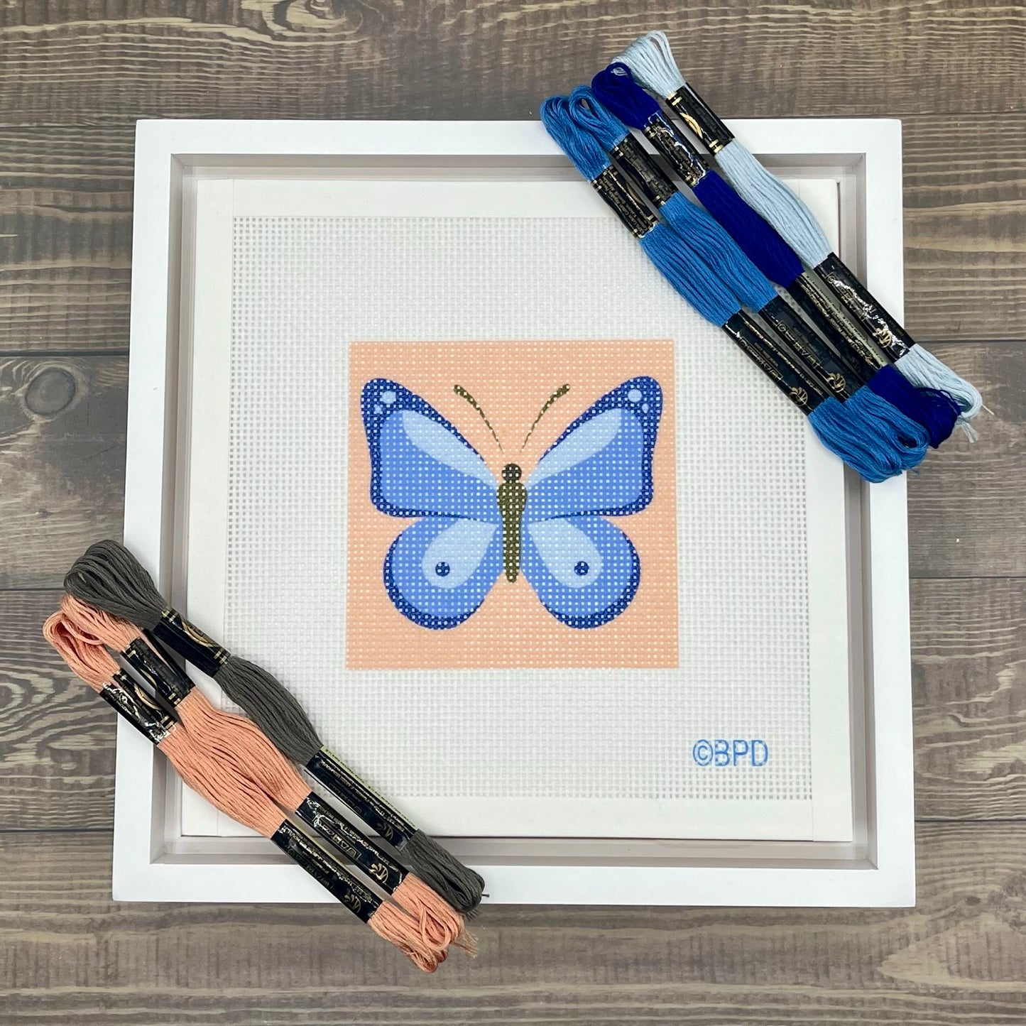 Blue Butterfly Needlepoint Design