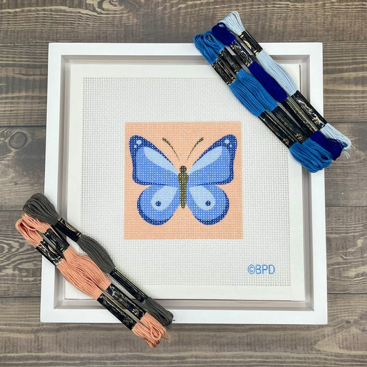 Blue Butterfly Needlepoint Design Needlepoint Kit Blue Poppy Designs
