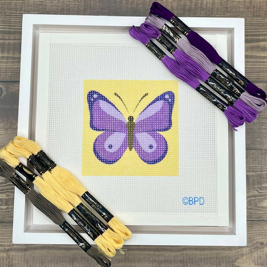 Purple Butterfly Needlepoint Design Needlepoint Kit Blue Poppy Designs
