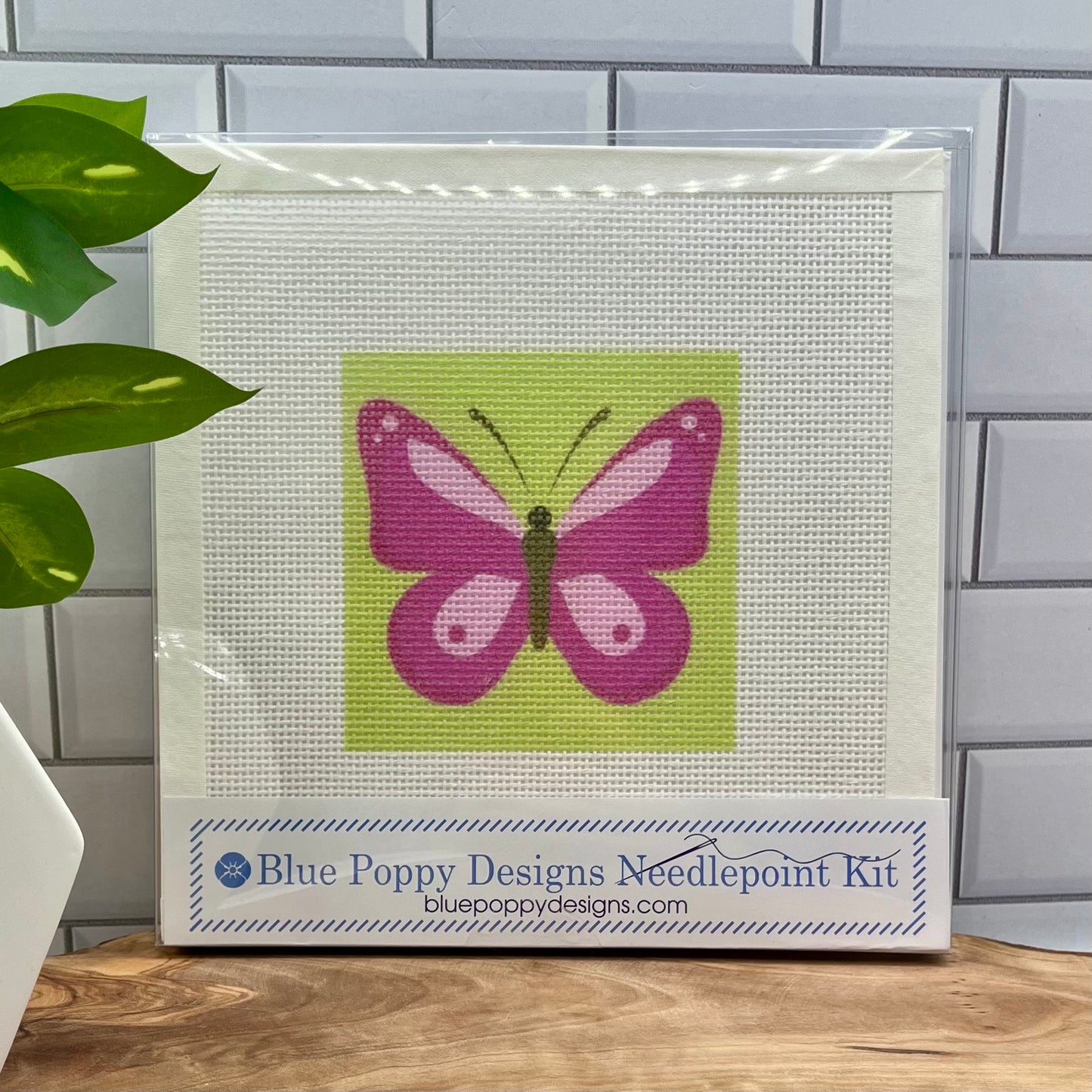 Pink Butterfly Needlepoint Design