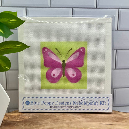 Pink Butterfly Needlepoint Design