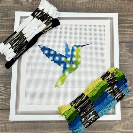 Green Bellied Hummingbird Needlepoint Design Needlepoint Kit Blue Poppy Designs
