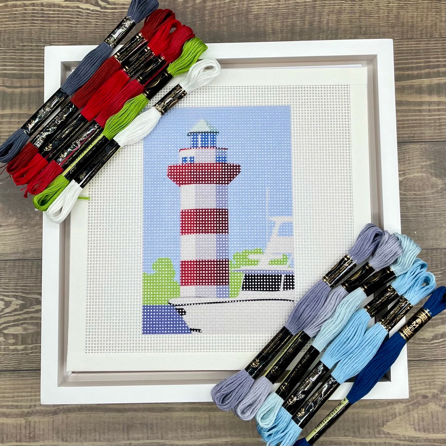 Hilton Head Island Harbor Town Lighthouse Needlepoint Design Needlepoint Kit Blue Poppy Designs