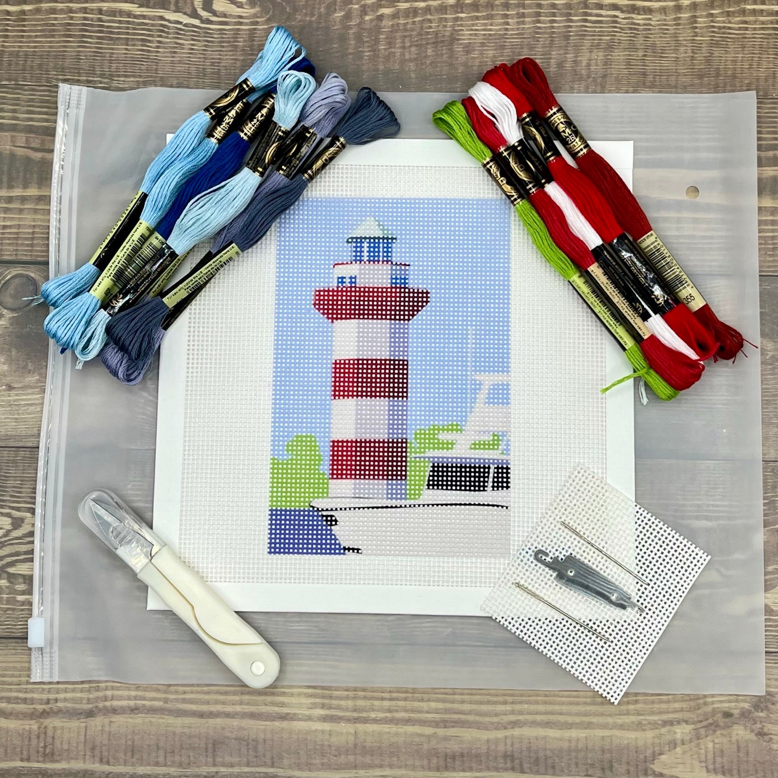 Hilton Head Island Harbor Town Lighthouse Needlepoint Design Needlepoint Kit Blue Poppy Designs
