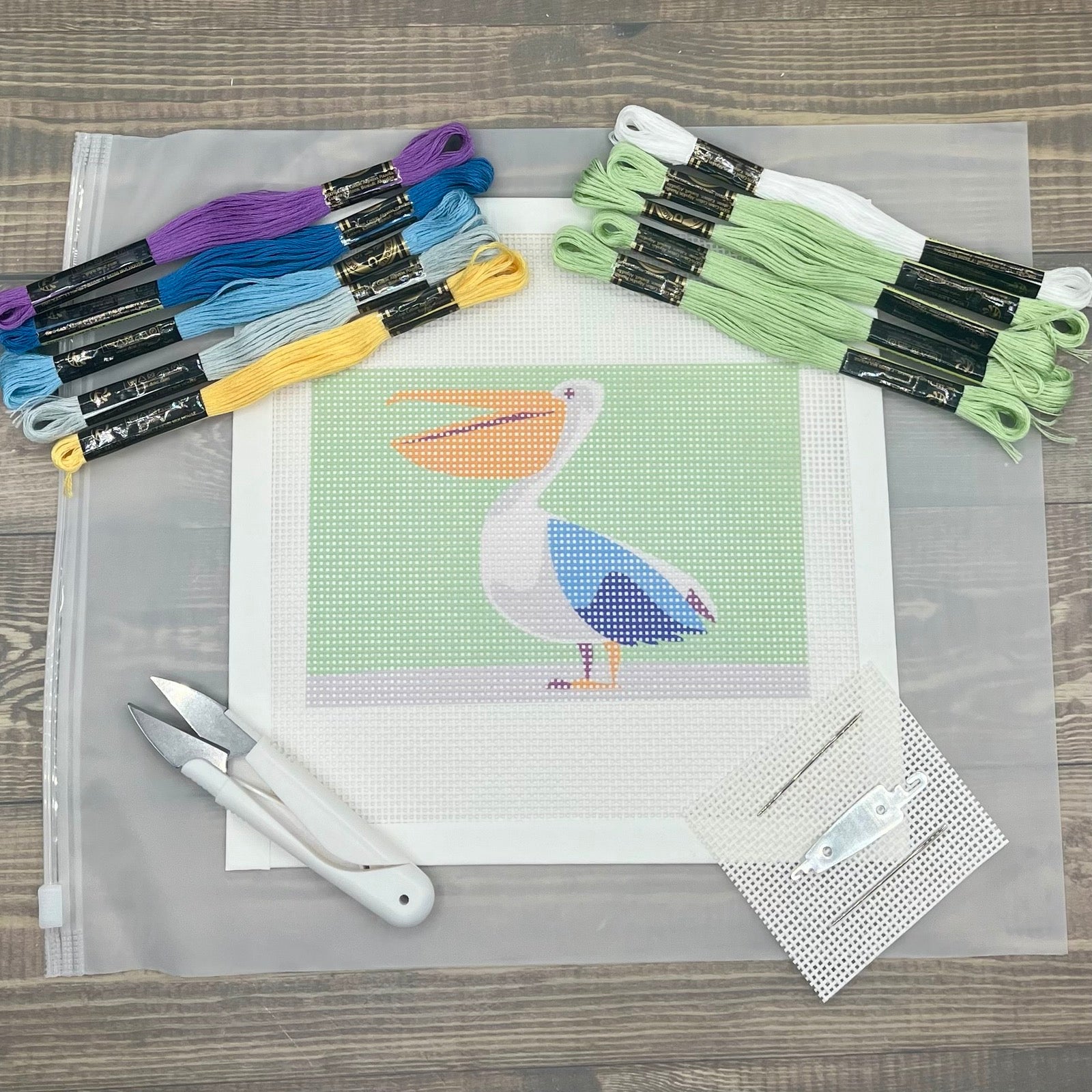 Pelican Needlepoint Design Needlepoint Kit Blue Poppy Designs