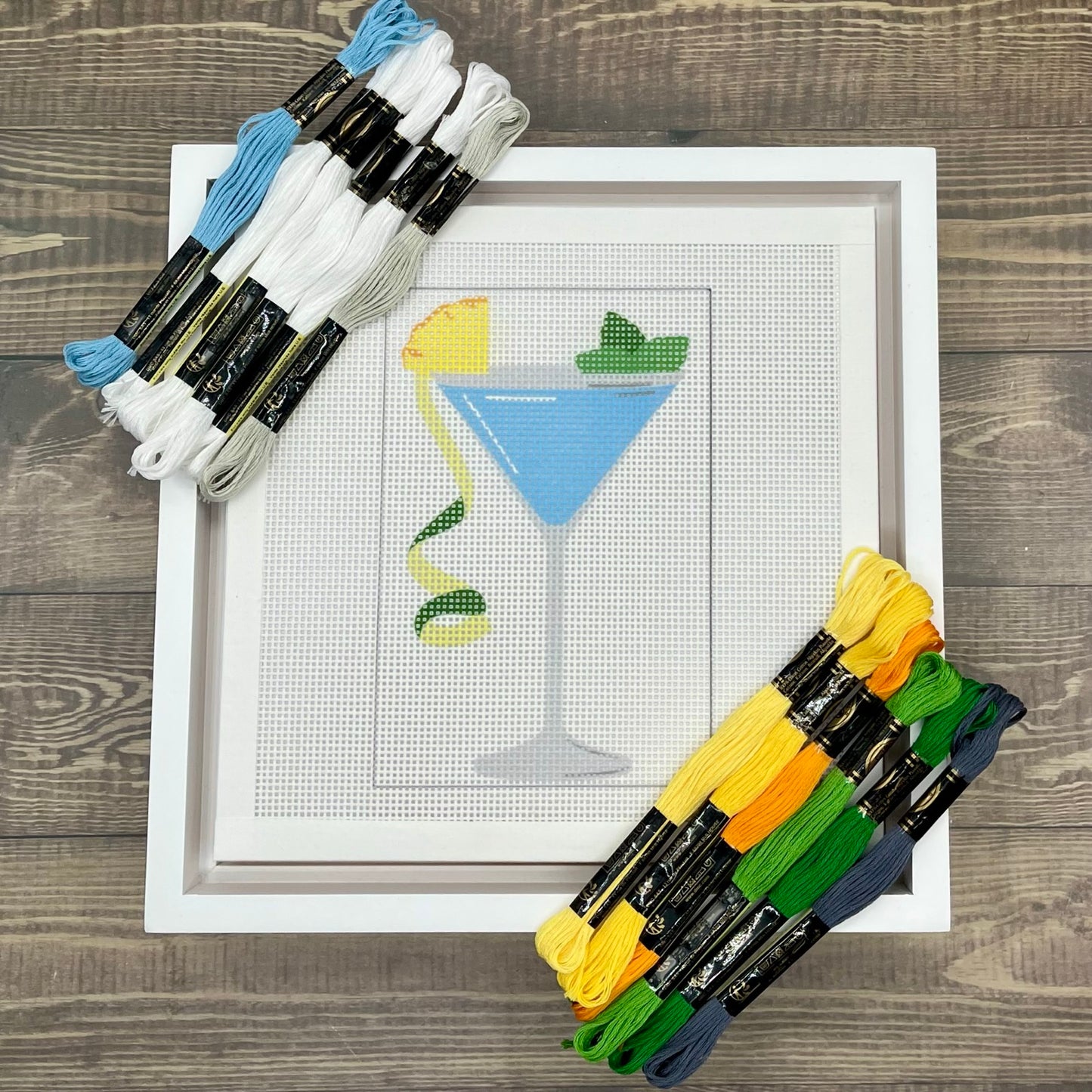 Blue Cocktail Needlepoint Design