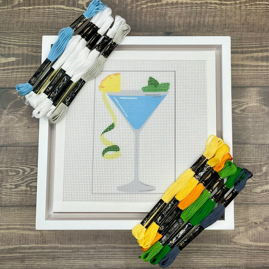 Blue Cocktail Needlepoint Design