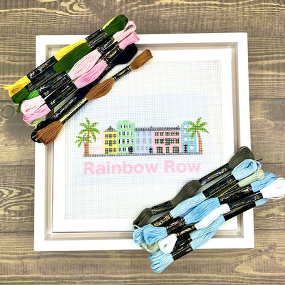 Rainbow Row (RR Text) Needlepoint Design Needlepoint Kit Blue Poppy Designs