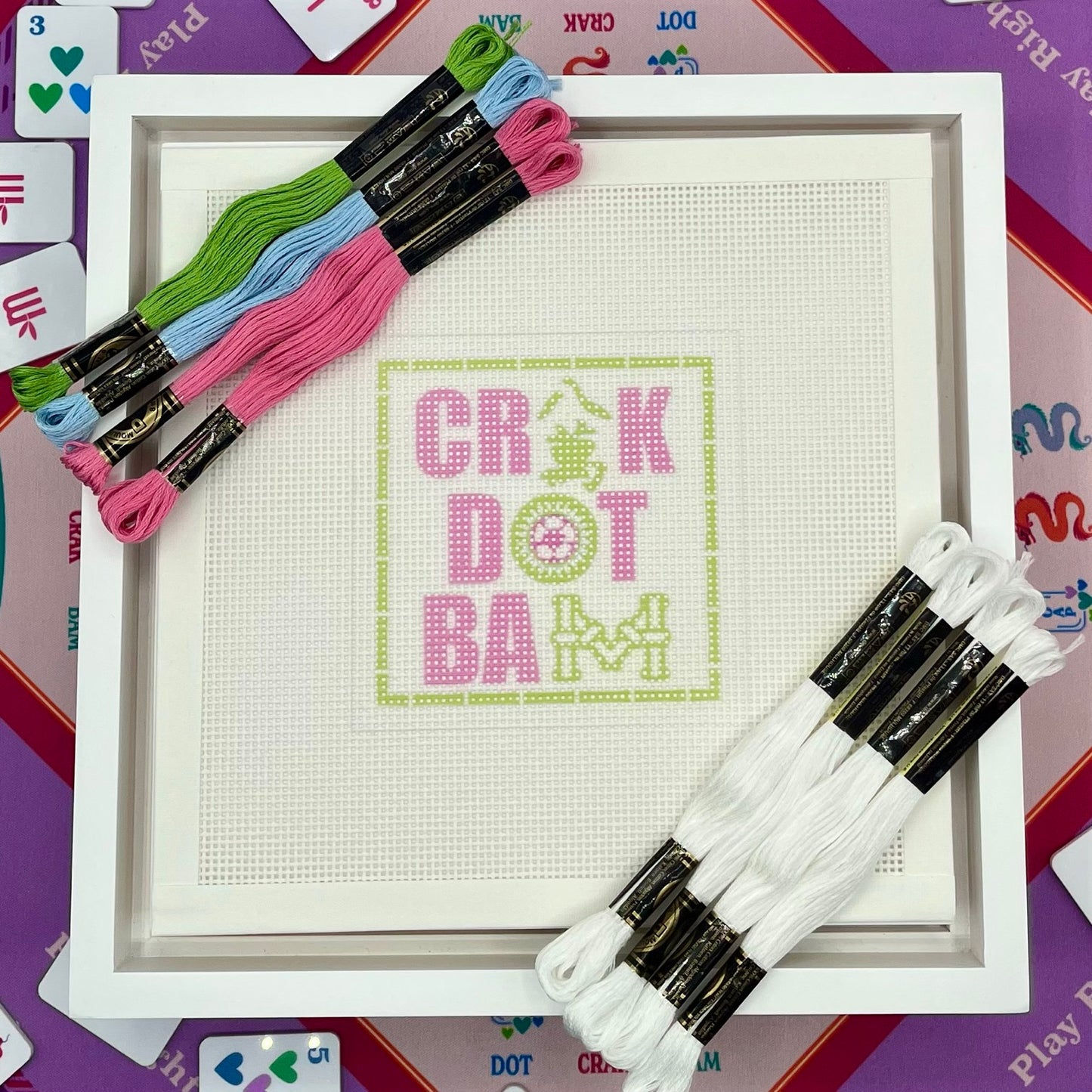 Crak Dot Bam Needlepoint Design 2 (Mahjong) Needlepoint Kit Blue Poppy Designs