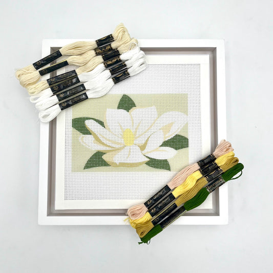 Magnolia on Pale Green 6x4 Needlepoint Design