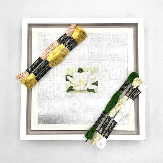 Magnolia on Pale Green 2x2 Needlepoint Design