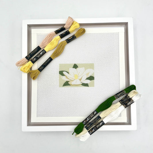 Magnolia on Pale Green 3x2 Needlepoint Design
