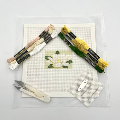 Magnolia on Pale Green 3x2 Needlepoint Design