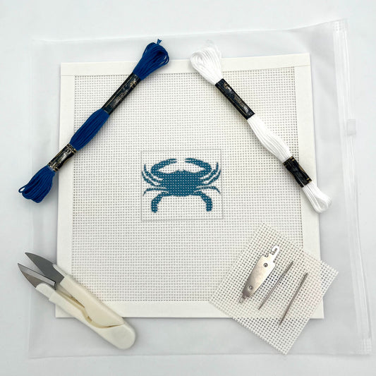 Blue Crab 2x2 Needlepoint Design Needlepoint Kit Blue Poppy Designs