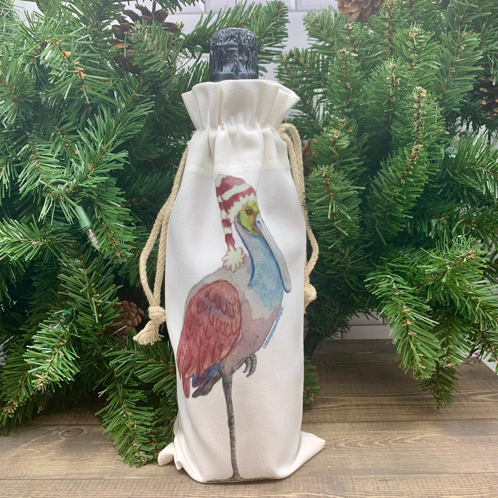 Holiday Wine Bags  Blue Poppy Designs Christmas Spoonbill  