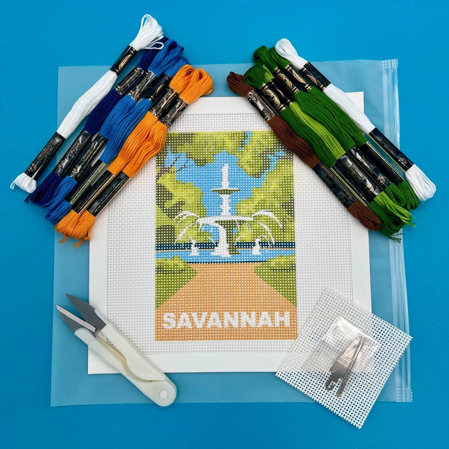 "Savannah" Forsyth Fountain Portrait Needlepoint Design