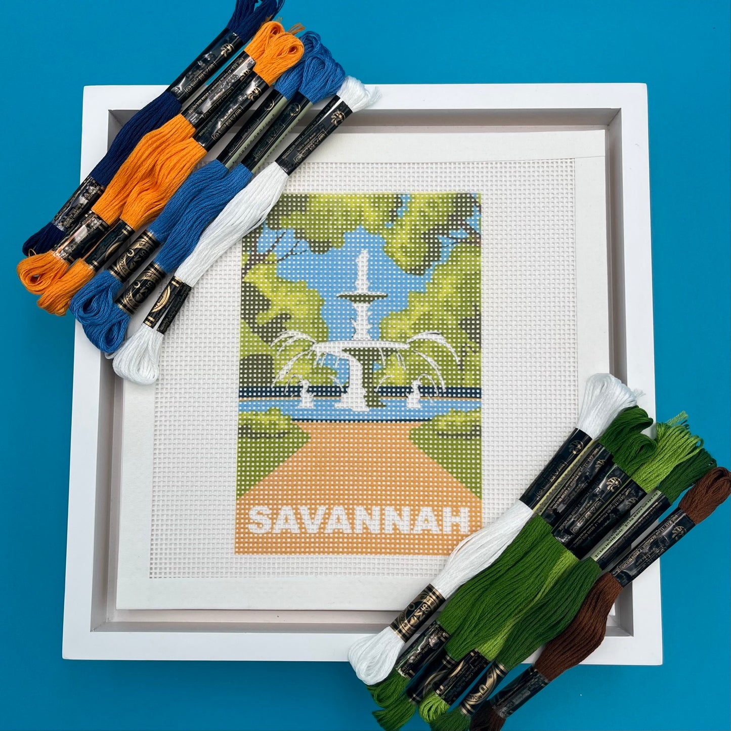 "Savannah" Forsyth Fountain Portrait Needlepoint Design