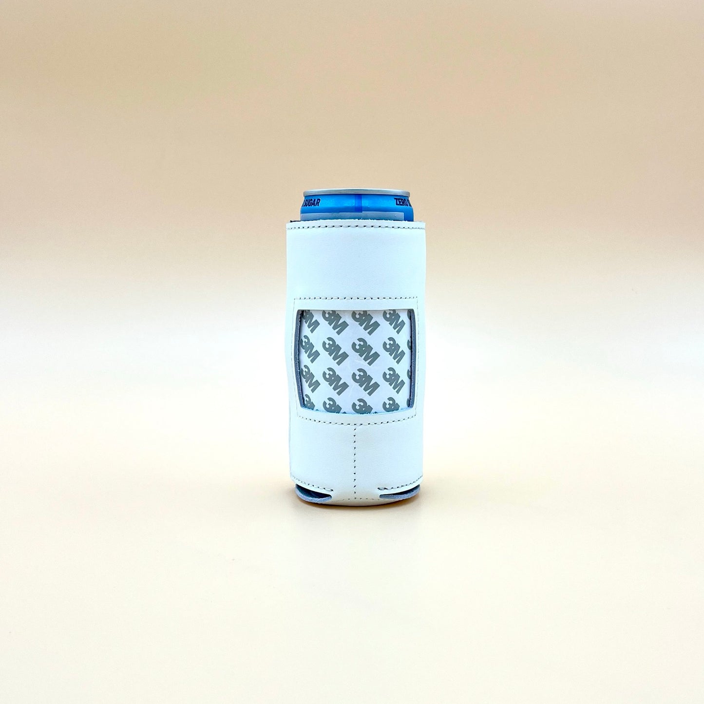 White Leather Thin Can Coozie