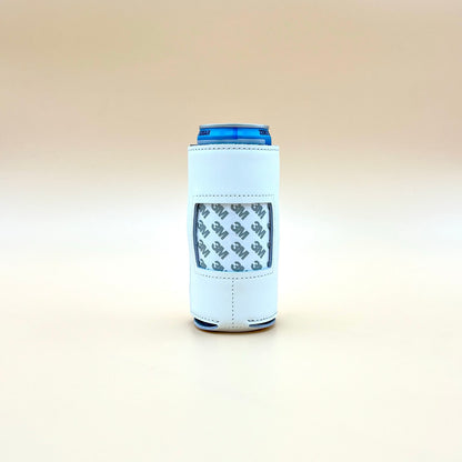 White Leather Thin Can Coozie