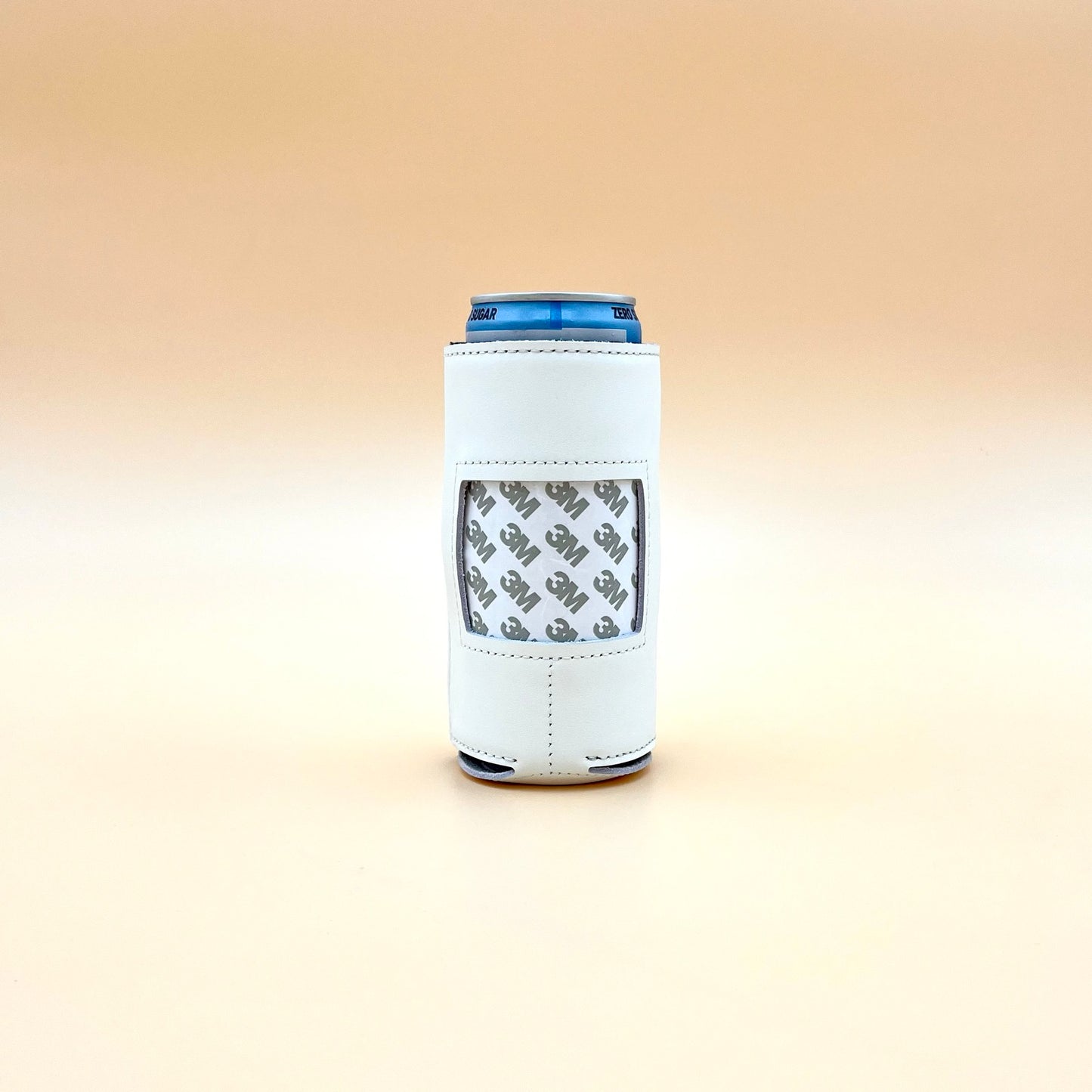 White Leather Thin Can Coozie Koozie Blue Poppy Designs