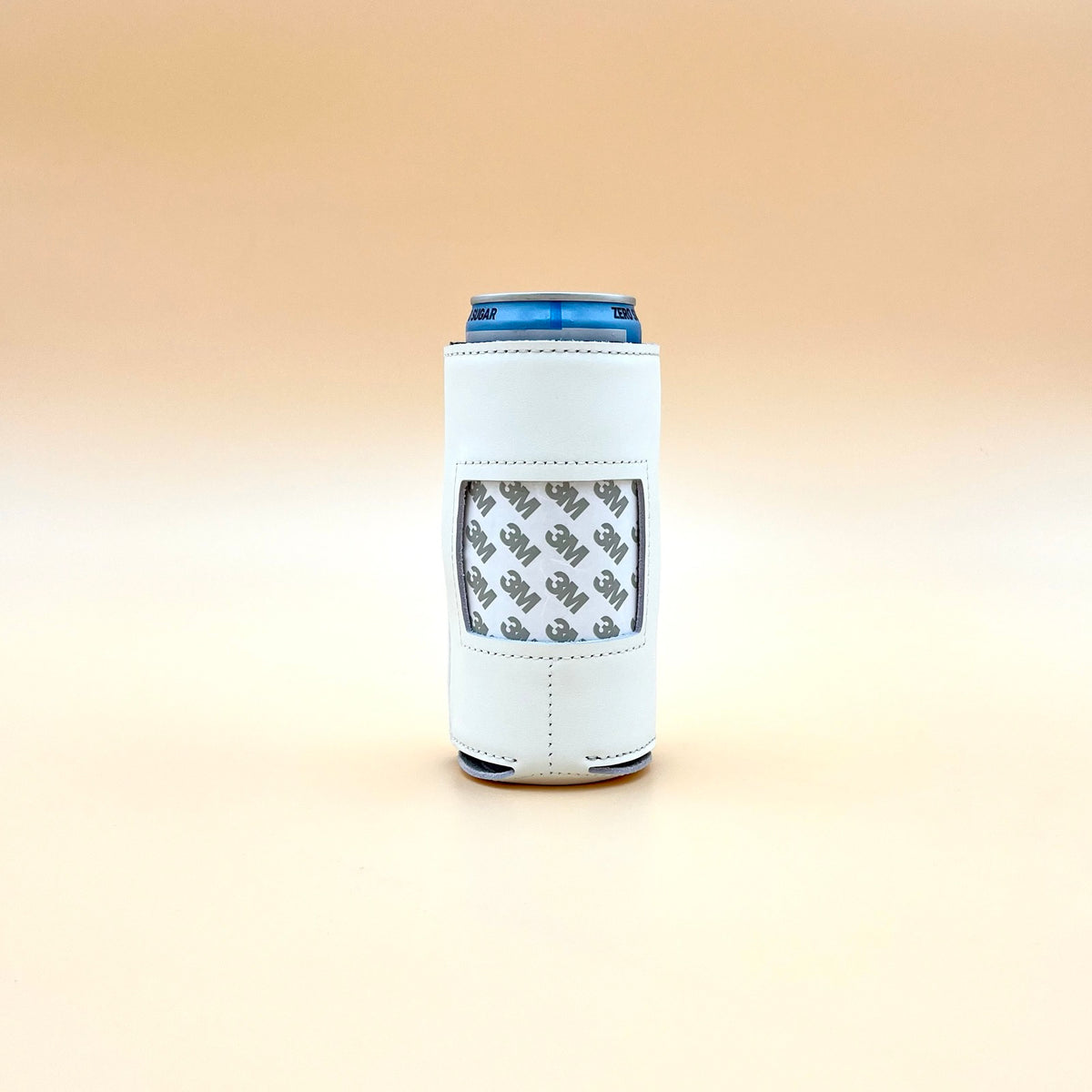 White Leather Thin Can Coozie Koozie Blue Poppy Designs