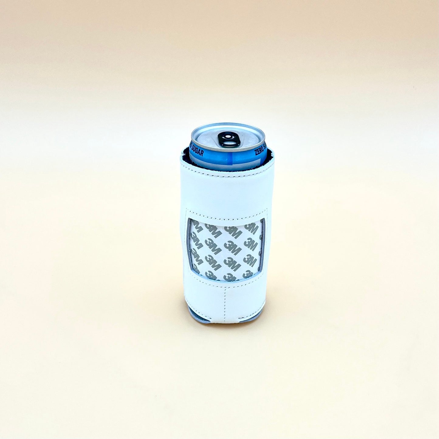 White Leather Thin Can Coozie