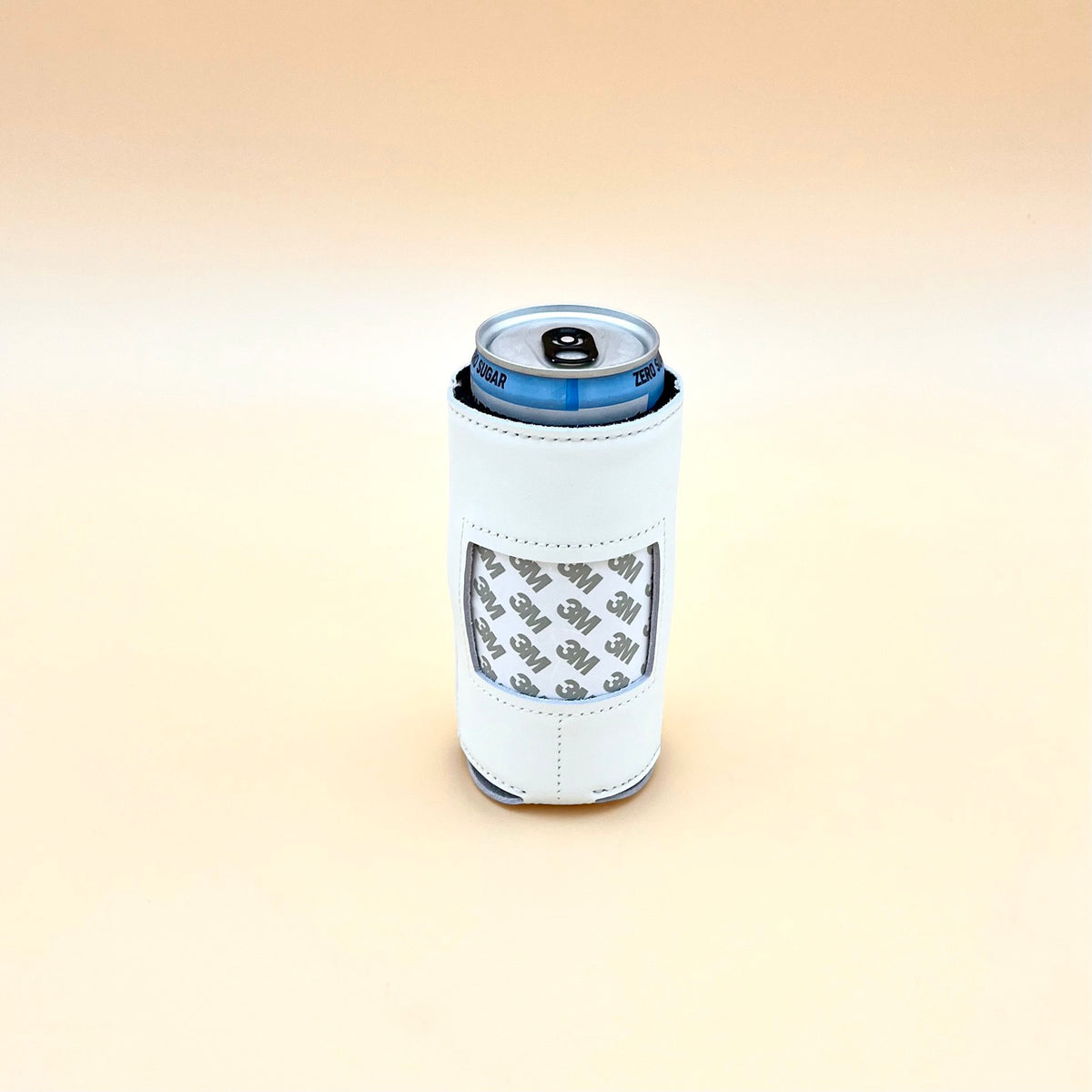 White Leather Thin Can Coozie Koozie Blue Poppy Designs