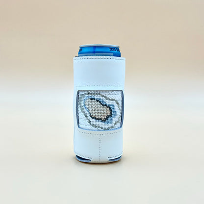 White Leather Thin Can Coozie