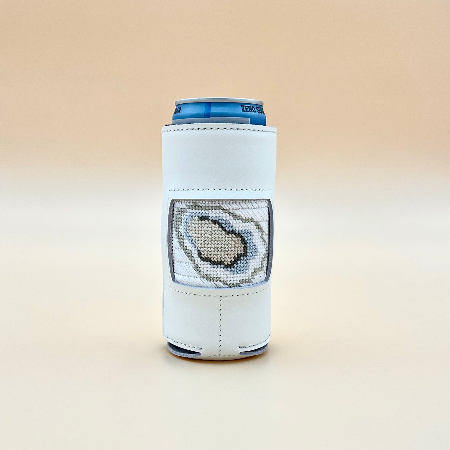 Magnolia on ECRU 2x2 Needlepoint Design Needlepoint Kit Blue Poppy Designs White Leather Thin Can Coozie + Full Kit