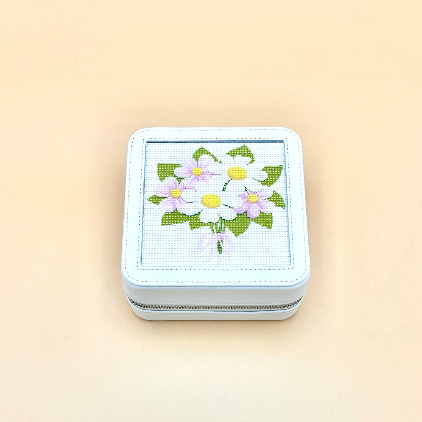 Leather Jewelry Box jewelry box Blue Poppy Designs White