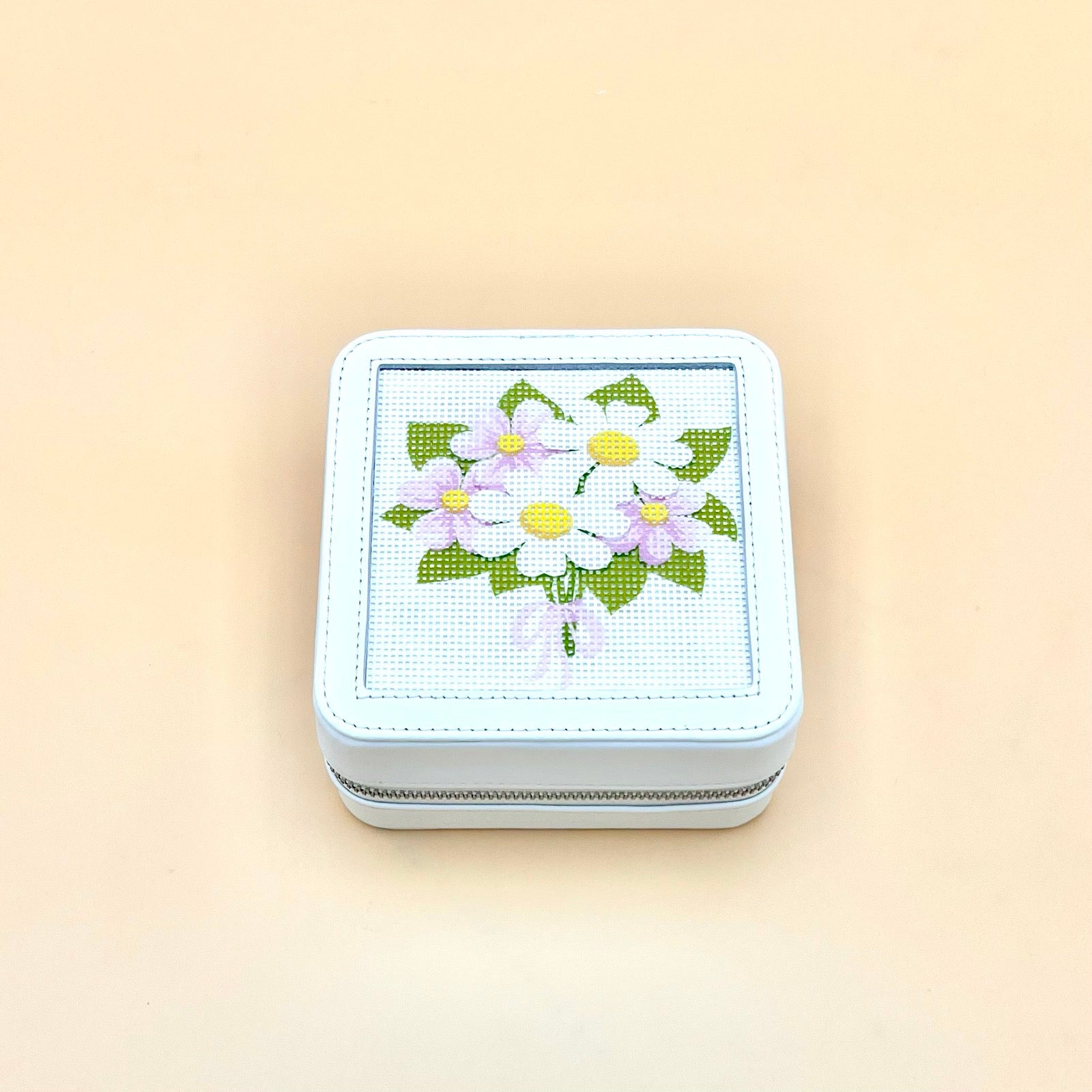 Leather Jewelry Box jewelry box Blue Poppy Designs White