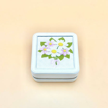 Leather Jewelry Box jewelry box Blue Poppy Designs White