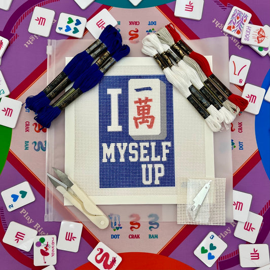 Mahjong I Crak Myself Up Needlepoint Design Needlepoint Kit Blue Poppy Designs